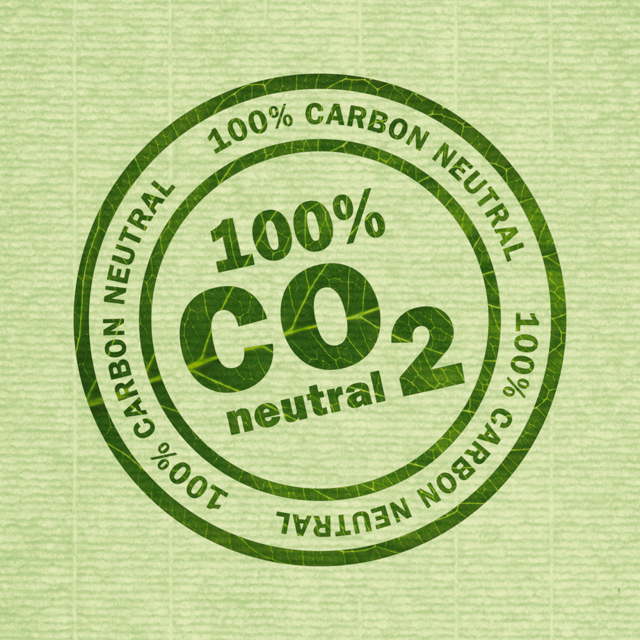 CO2 carbon dioxide neutral stamp on laid paper